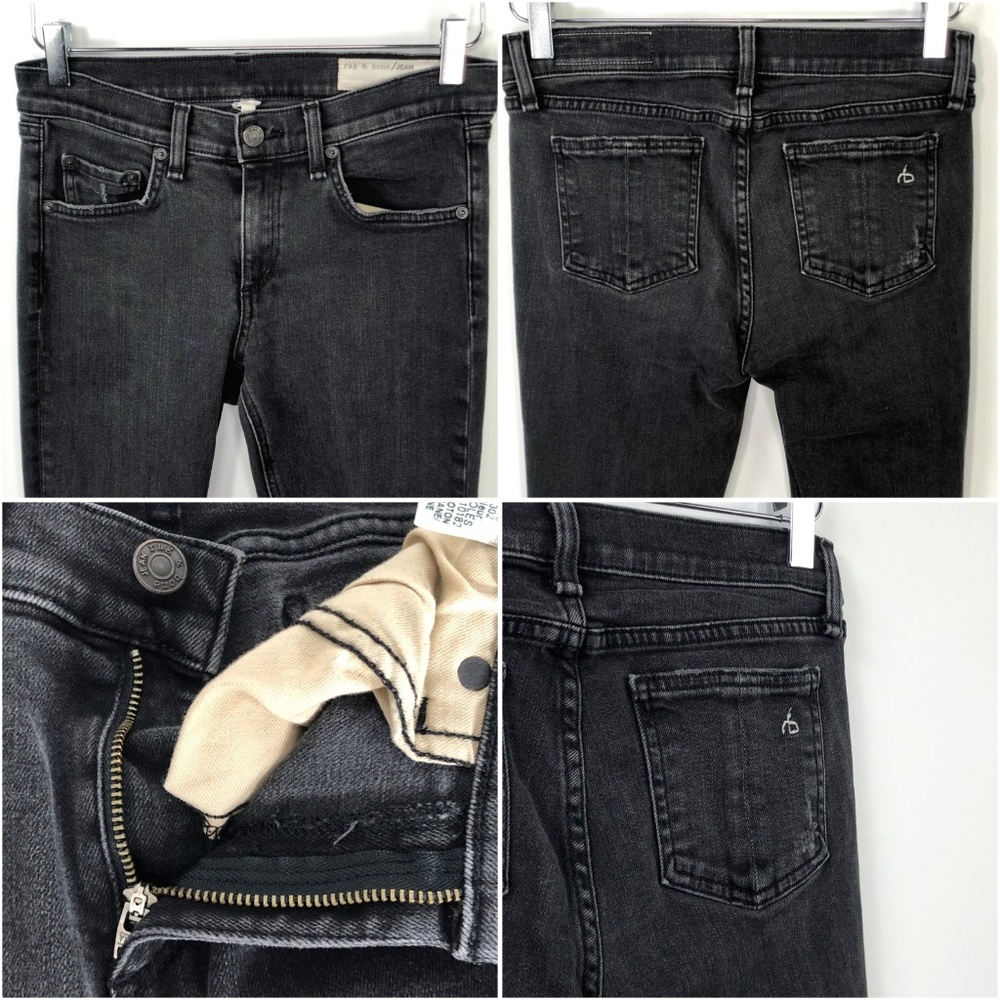 Rag & Bone Jeans Black Rock Holes Destroyed Skinny - Picture 7 of 8